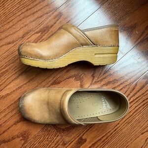 Dansko Honey Distressed Tan Clogs